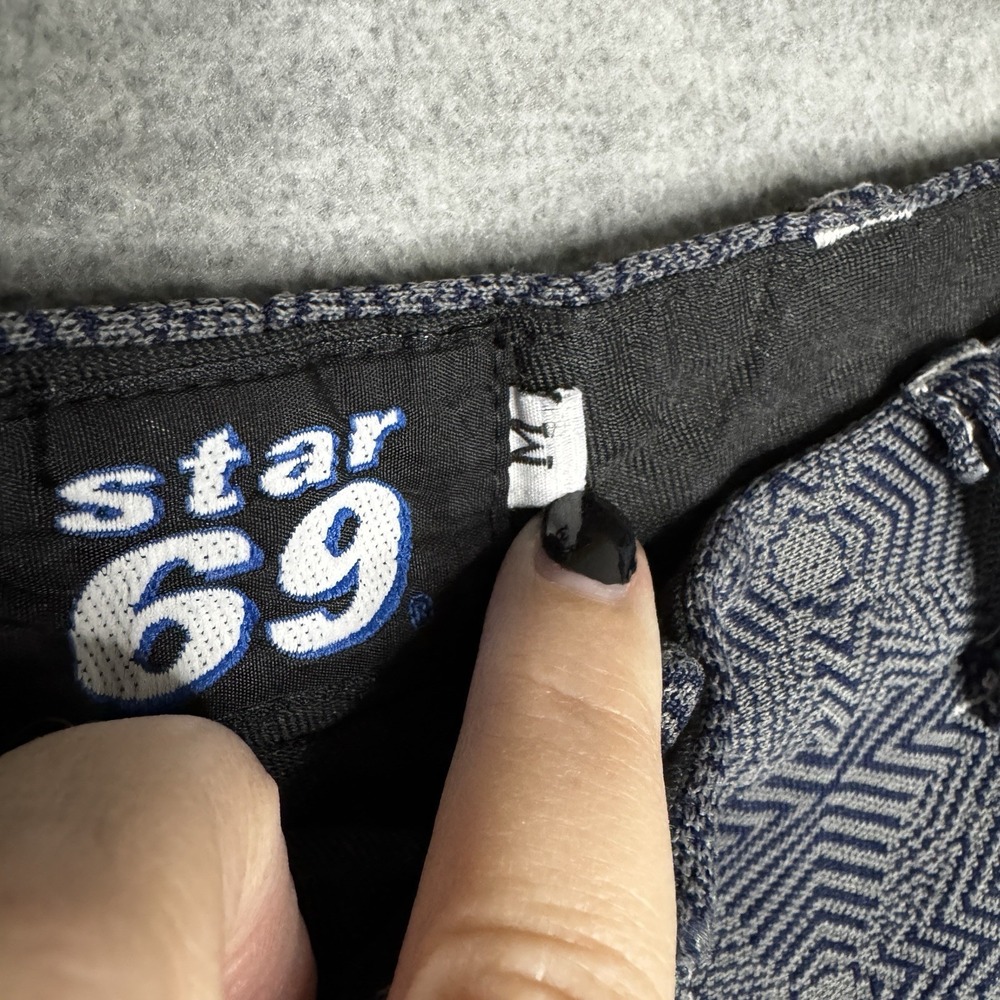 STAR 69 Vintage Shorts Blue Gray Unique Y2K Size Medium 32 Skater Streetwear 70s - Picture 2 of 5